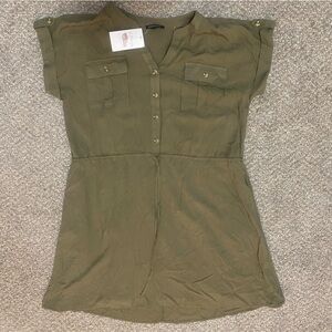 Staccato Small Olive Maverick Button Down Dress NWT
